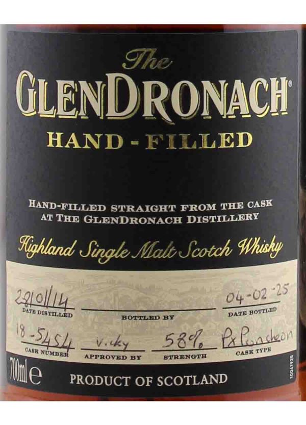 Glendronach 11Year Old Handfilled PX Cask #5454 70cl / 58%abv - Image 2