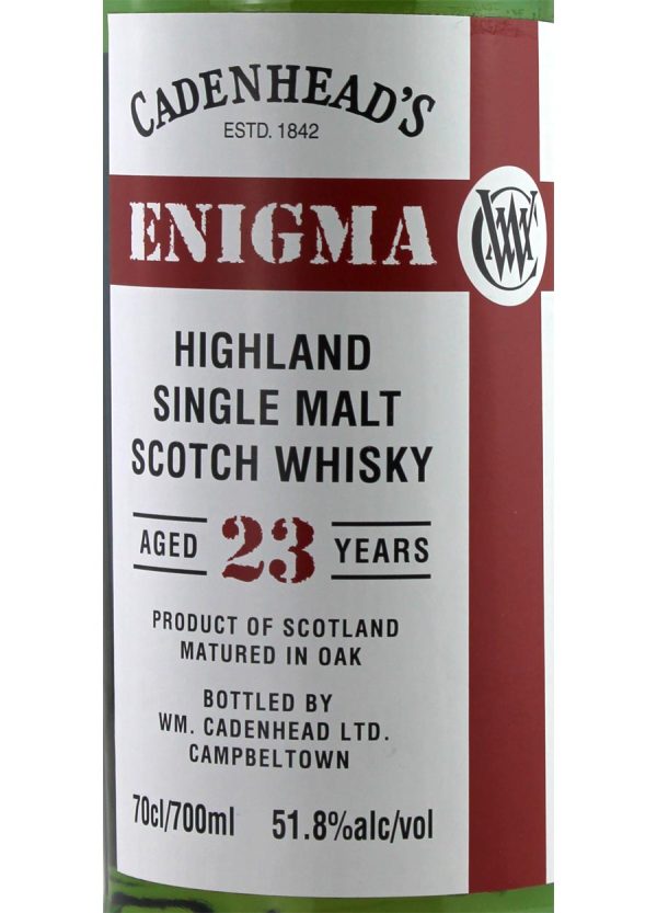 Cadenhead's Enigma Clynelish 23 year old Bourbon 70cl / 51.8%abv 318 Bottles - Image 2