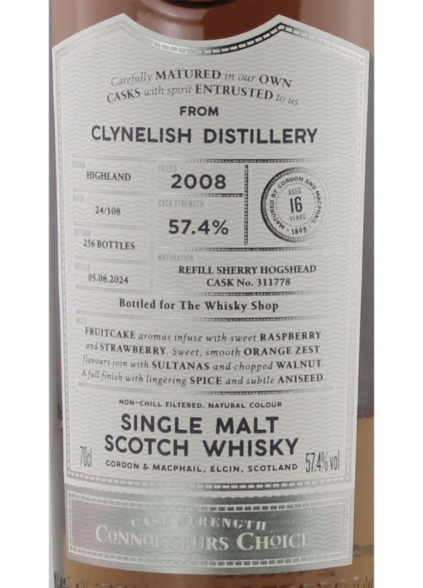 G & M Clynelish 16 year old Sherry Cask #311778 70cl / 57.4%abv (256 bottles) - Image 2