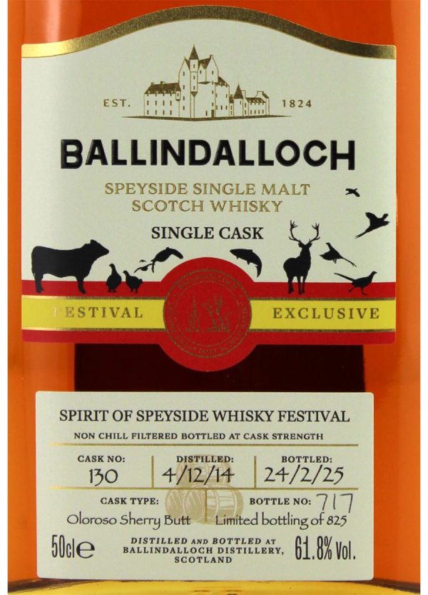 Ballindalloch 10 year old Spirit of Speyside Festival Oloroso Cask #130 50cl / 61.8%abv (825 bottles) - Image 2