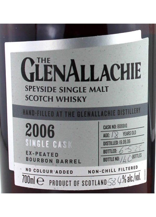 Glenallachie 2006 18 year old Hand-filled Bourbon Cask # 806910 70cl / 58.4%abv - Image 2
