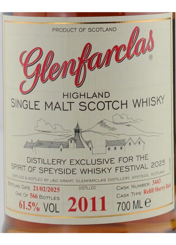 Glenfarclas 2011 13 year old Cask # 3443 Sherry Spirit of Speyside Festival 2025 70cl / 61.5%abv (566 bottles) - Image 3