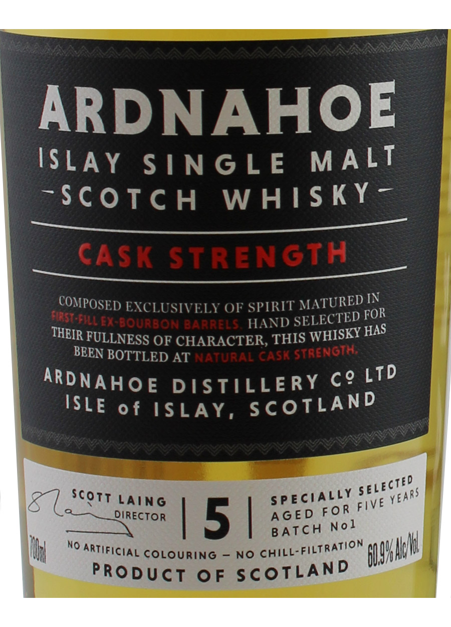 Ardnahoe 5 year old Cask Strength Batch 1 70cl / 60.9%abv - Image 2